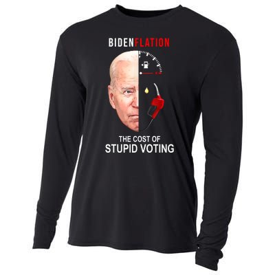 Biden Flation The Cost Of Stupid Voting Gas Funny Cooling Performance Long Sleeve Crew