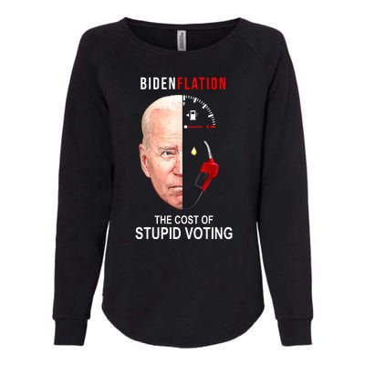 Biden Flation The Cost Of Stupid Voting Gas Funny Womens California Wash Sweatshirt