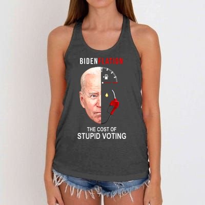 Biden Flation The Cost Of Stupid Voting Gas Funny Women's Knotted Racerback Tank