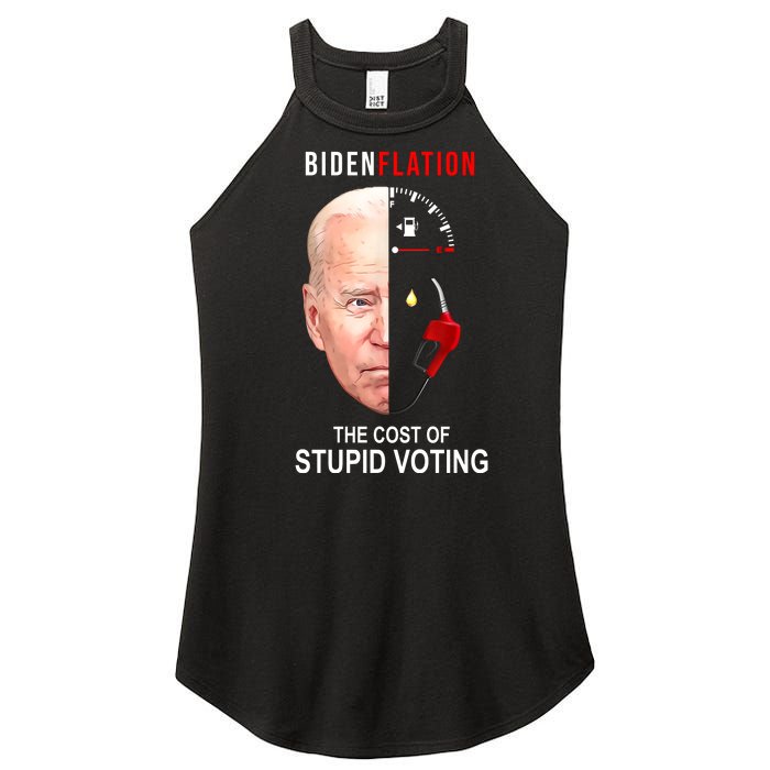 Biden Flation The Cost Of Stupid Voting Gas Funny Women's Perfect Tri Rocker Tank