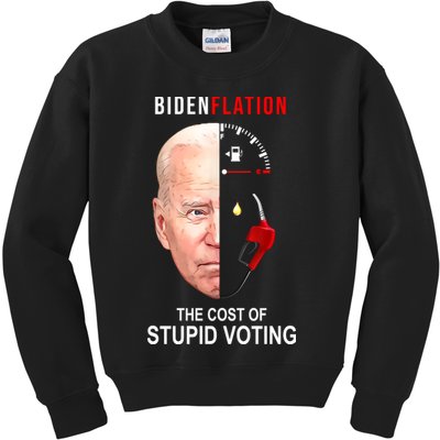 Biden Flation The Cost Of Stupid Voting Gas Funny Kids Sweatshirt