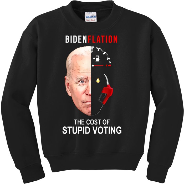 Biden Flation The Cost Of Stupid Voting Gas Funny Kids Sweatshirt