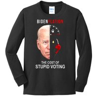 Biden Flation The Cost Of Stupid Voting Gas Funny Kids Long Sleeve Shirt