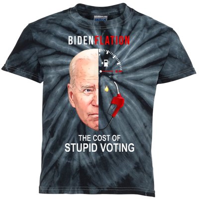 Biden Flation The Cost Of Stupid Voting Gas Funny Kids Tie-Dye T-Shirt