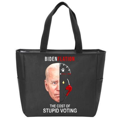 Biden Flation The Cost Of Stupid Voting Gas Funny Zip Tote Bag