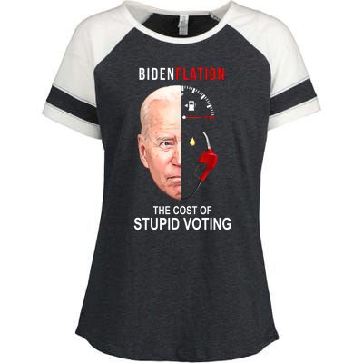 Biden Flation The Cost Of Stupid Voting Gas Funny Enza Ladies Jersey Colorblock Tee