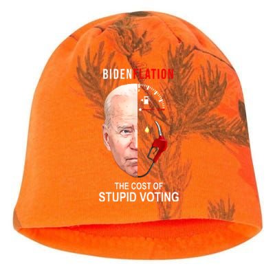 Biden Flation The Cost Of Stupid Voting Gas Funny Kati - Camo Knit Beanie