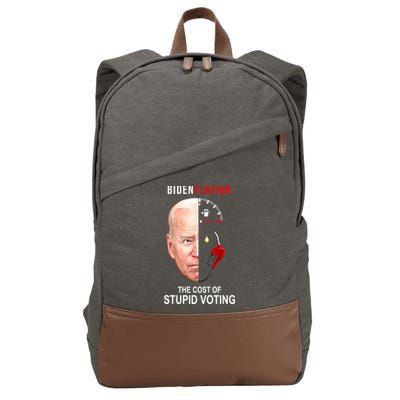 Biden Flation The Cost Of Stupid Voting Gas Funny Cotton Canvas Backpack