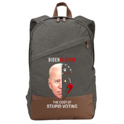 Biden Flation The Cost Of Stupid Voting Gas Funny Cotton Canvas Backpack