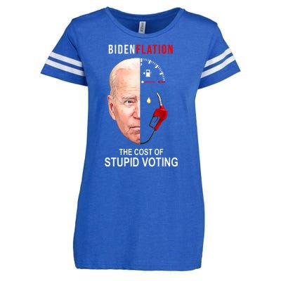 Biden Flation The Cost Of Stupid Voting Gas Funny Enza Ladies Jersey Football T-Shirt