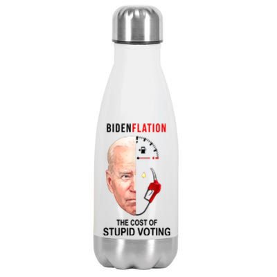 Biden Flation The Cost Of Stupid Voting Gas Funny Stainless Steel Insulated Water Bottle