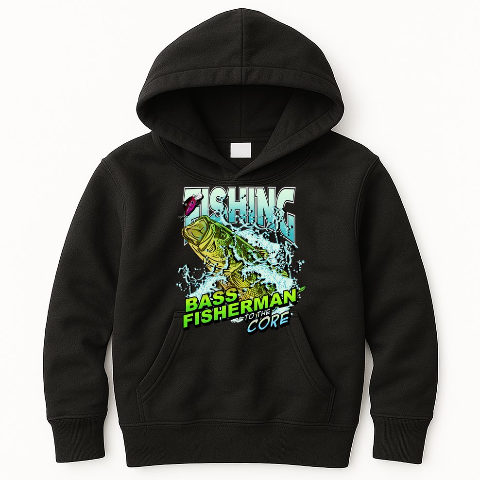 Bass Fisherman To The Core Kids Hoodie