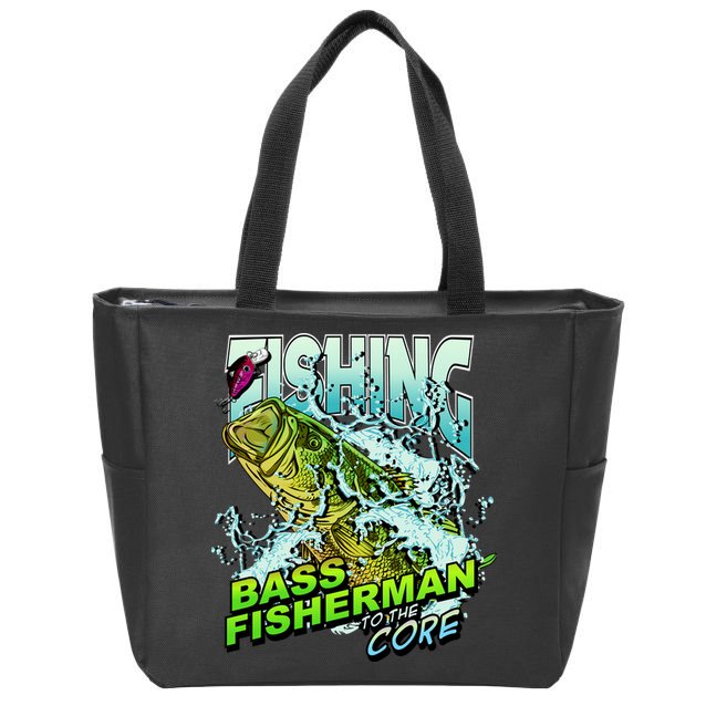 Bass Fisherman To The Core Zip Tote Bag