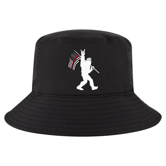 Bigfoot Firefighter Thin Red Line Flag For Dad And Mom Cool Comfort Performance Bucket Hat