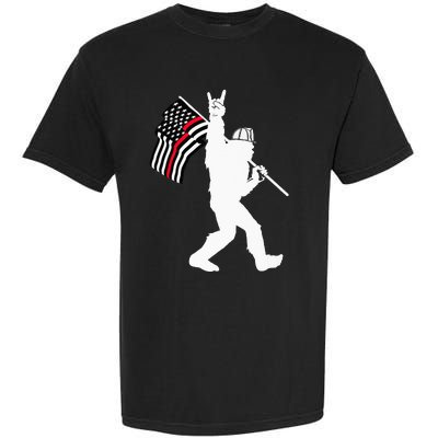 Bigfoot Firefighter Thin Red Line Flag For Dad And Mom Garment-Dyed Heavyweight T-Shirt