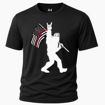 Bigfoot Firefighter Thin Red Line Flag For Dad And Mom Performance Shirt