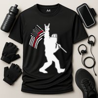 Bigfoot Firefighter Thin Red Line Flag For Dad And Mom Performance Shirt