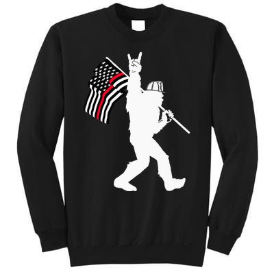 Bigfoot Firefighter Thin Red Line Flag For Dad And Mom Sweatshirt