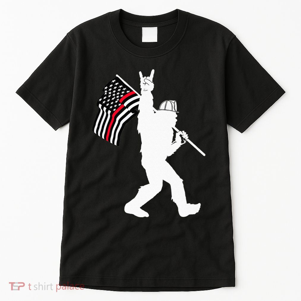 Bigfoot Firefighter Thin Red Line Flag For Dad And Mom Tall T-Shirt