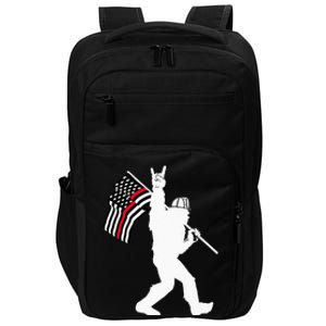 Bigfoot Firefighter Thin Red Line Flag For Dad And Mom Impact Tech Backpack