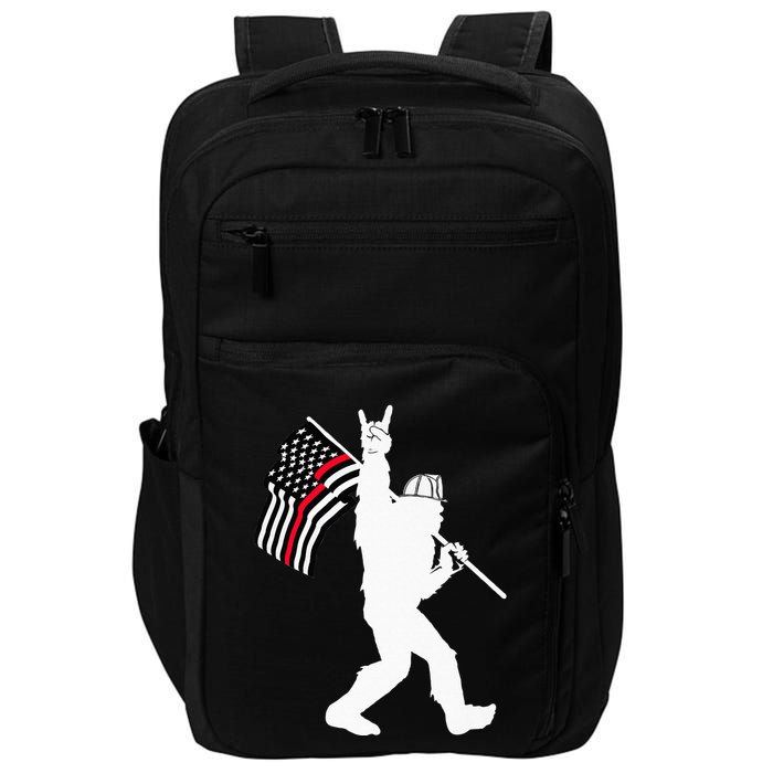 Bigfoot Firefighter Thin Red Line Flag For Dad And Mom Impact Tech Backpack