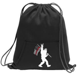 Bigfoot Firefighter Thin Red Line Flag For Dad And Mom Sweatshirt Cinch Pack Bag