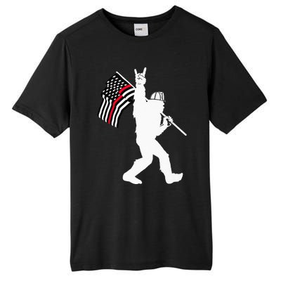 Bigfoot Firefighter Thin Red Line Flag For Dad And Mom Tall Fusion ChromaSoft Performance T-Shirt