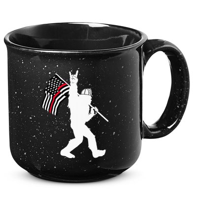 Bigfoot Firefighter Thin Red Line Flag For Dad And Mom 15oz Campfire Ceramic Mug