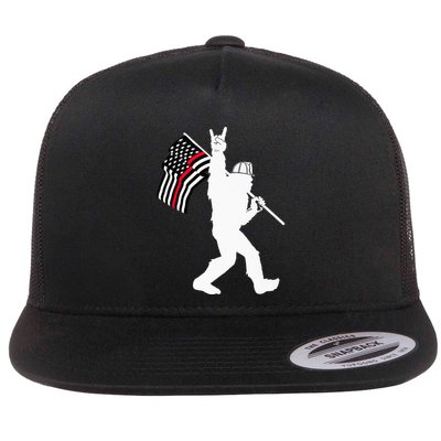 Bigfoot Firefighter Thin Red Line Flag For Dad And Mom Flatbill Hat