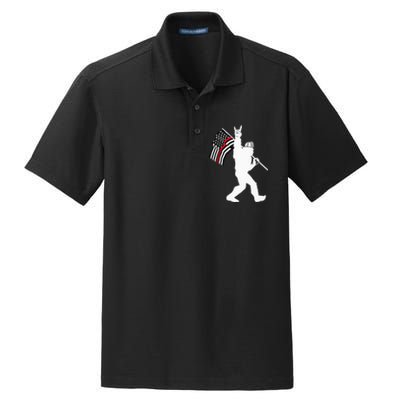 Bigfoot Firefighter Thin Red Line Flag For Dad And Mom Dry Zone Grid Polo