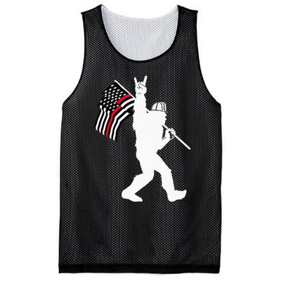 Bigfoot Firefighter Thin Red Line Flag For Dad And Mom Mesh Reversible Basketball Jersey Tank