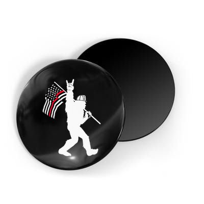 Bigfoot Firefighter Thin Red Line Flag For Dad And Mom Magnet