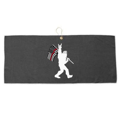 Bigfoot Firefighter Thin Red Line Flag For Dad And Mom Large Microfiber Waffle Golf Towel