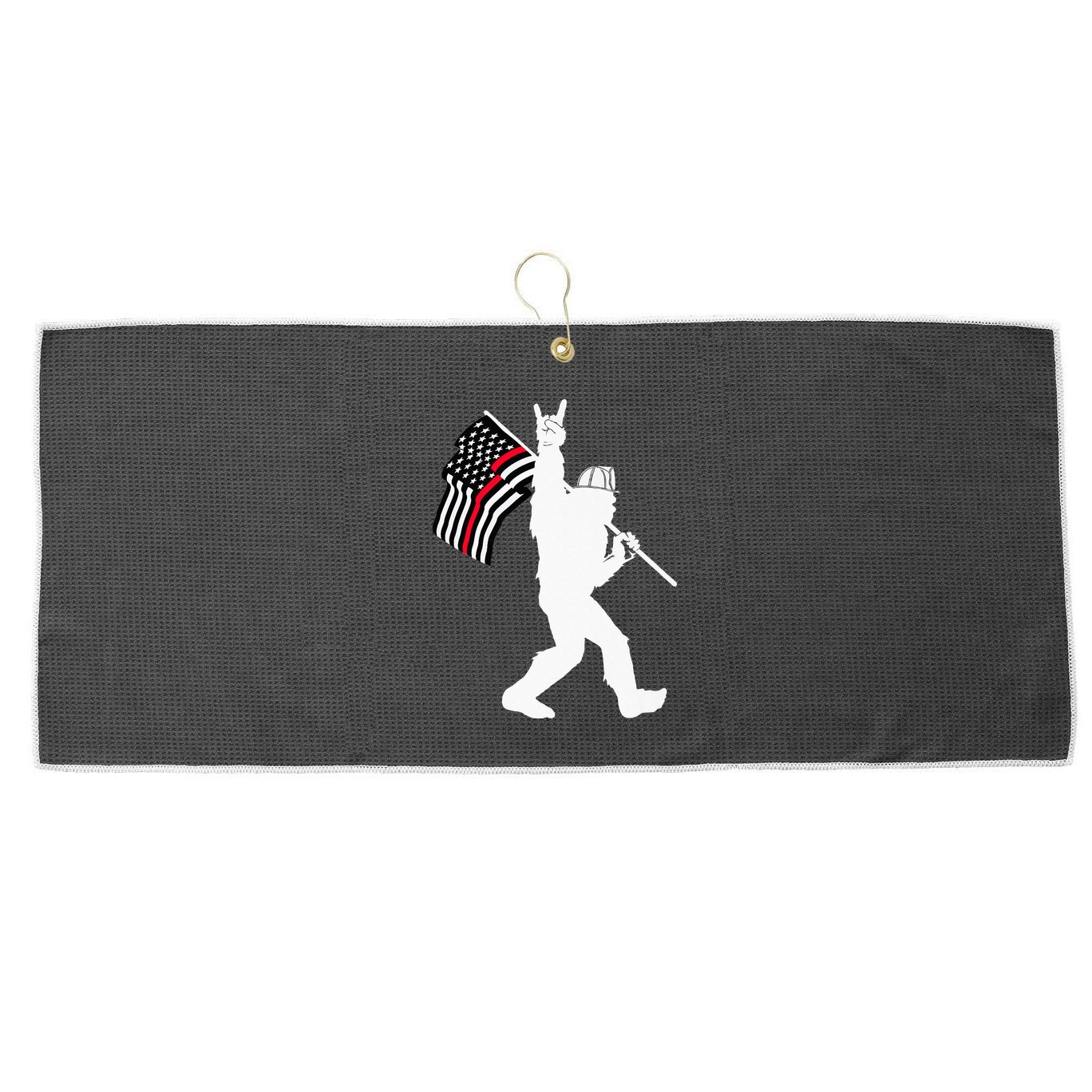 Bigfoot Firefighter Thin Red Line Flag For Dad And Mom Large Microfiber Waffle Golf Towel