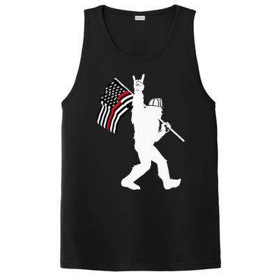 Bigfoot Firefighter Thin Red Line Flag For Dad And Mom PosiCharge Competitor Tank