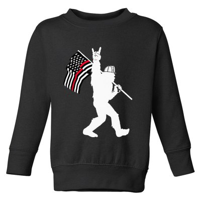 Bigfoot Firefighter Thin Red Line Flag For Dad And Mom Toddler Sweatshirt