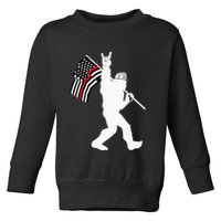 Bigfoot Firefighter Thin Red Line Flag For Dad And Mom Toddler Sweatshirt