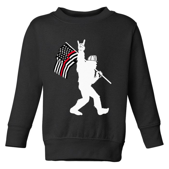 Bigfoot Firefighter Thin Red Line Flag For Dad And Mom Toddler Sweatshirt