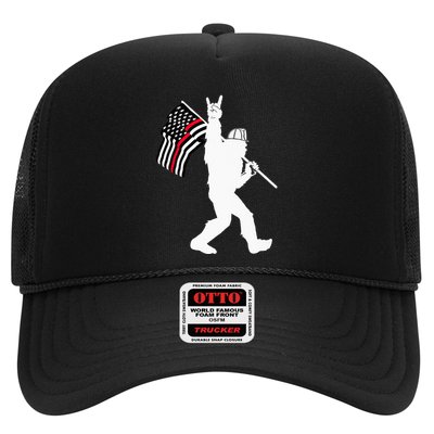 Bigfoot Firefighter Thin Red Line Flag For Dad And Mom Trucker Hat