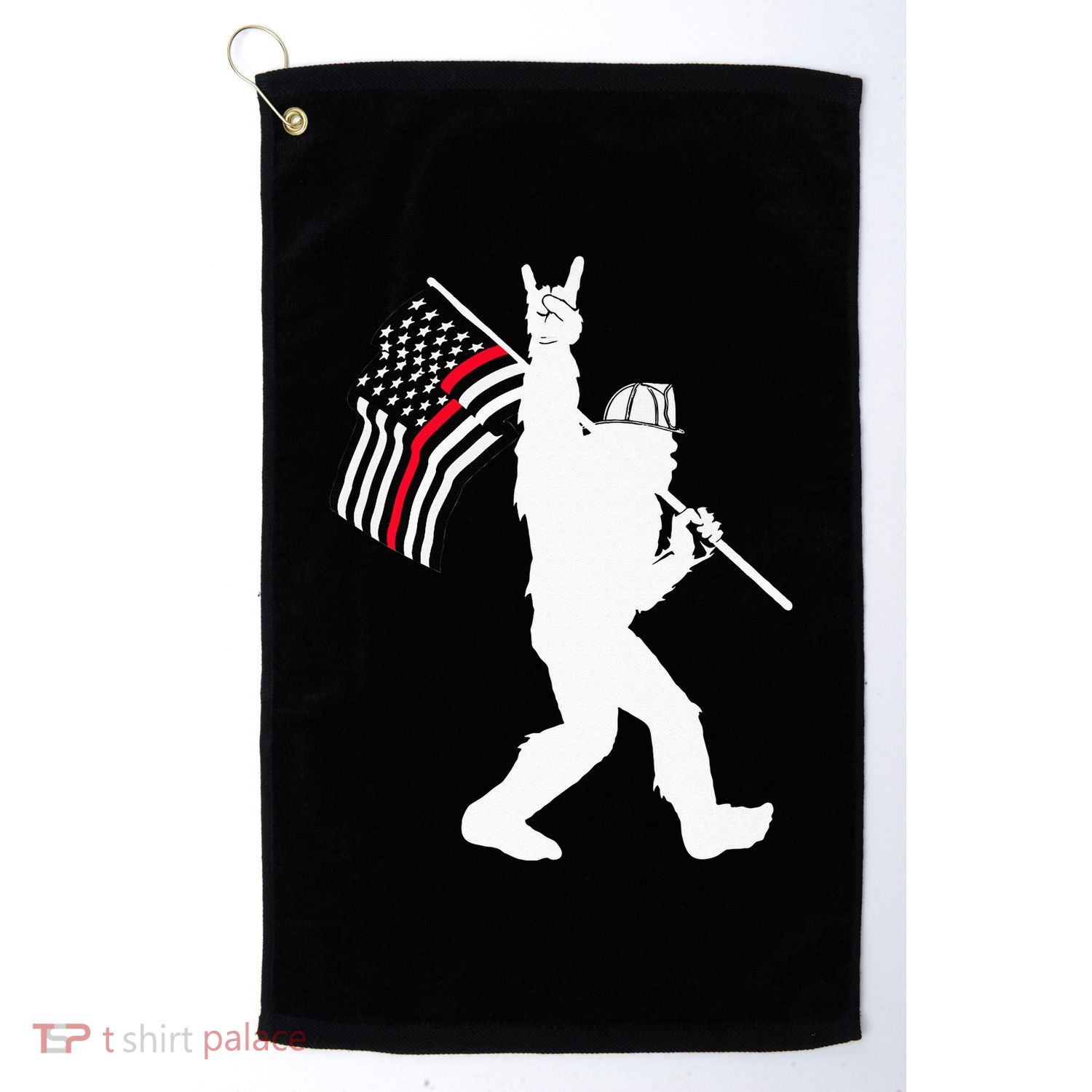Bigfoot Firefighter Thin Red Line Flag For Dad And Mom Golf Towel