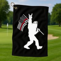 Bigfoot Firefighter Thin Red Line Flag For Dad And Mom Golf Towel