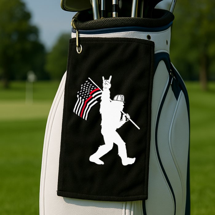 Bigfoot Firefighter Thin Red Line Flag For Dad And Mom Golf Towel