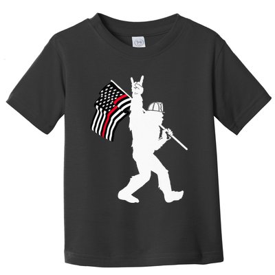 Bigfoot Firefighter Thin Red Line Flag For Dad And Mom Toddler T-Shirt