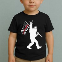 Bigfoot Firefighter Thin Red Line Flag For Dad And Mom Toddler T-Shirt
