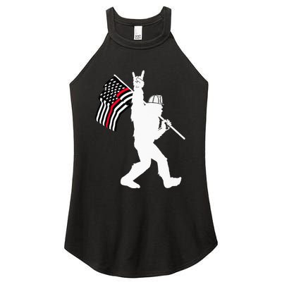 Bigfoot Firefighter Thin Red Line Flag For Dad And Mom Women's Perfect Tri Rocker Tank