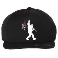 Bigfoot Firefighter Thin Red Line Flag For Dad And Mom Wool Snapback Cap