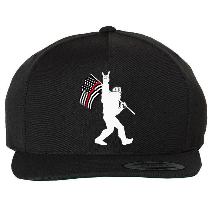 Bigfoot Firefighter Thin Red Line Flag For Dad And Mom Wool Snapback Cap