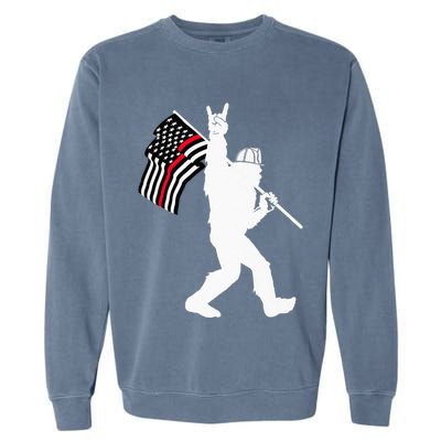 Bigfoot Firefighter Thin Red Line Flag For Dad And Mom Garment-Dyed Sweatshirt