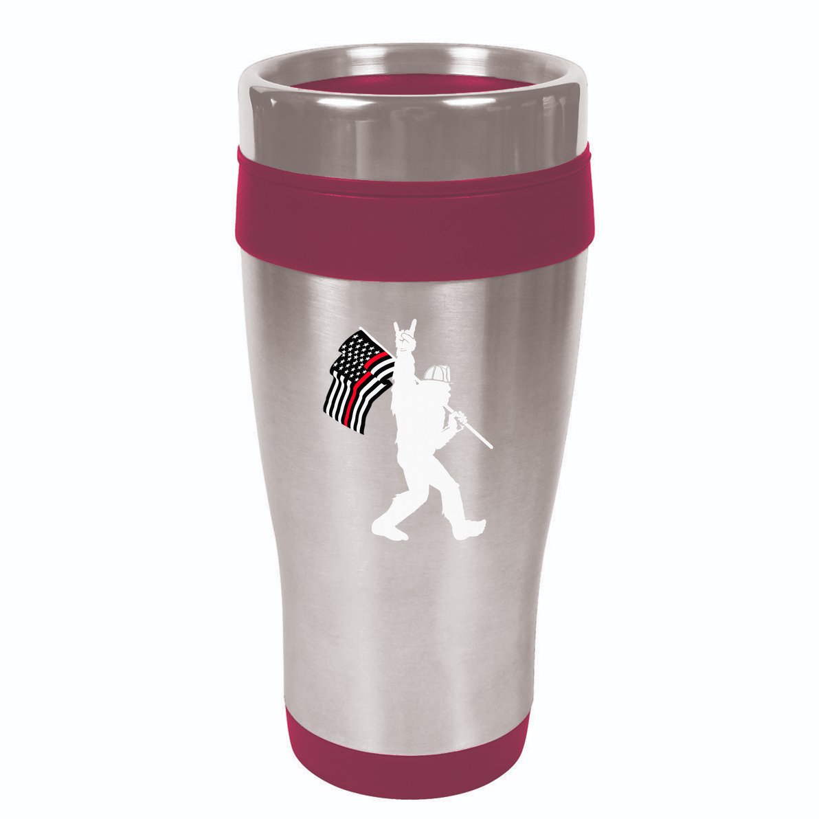 Bigfoot Firefighter Thin Red Line Flag For Dad And Mom 16oz Travel Tumbler