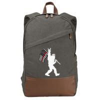 Bigfoot Firefighter Thin Red Line Flag For Dad And Mom Cotton Canvas Backpack